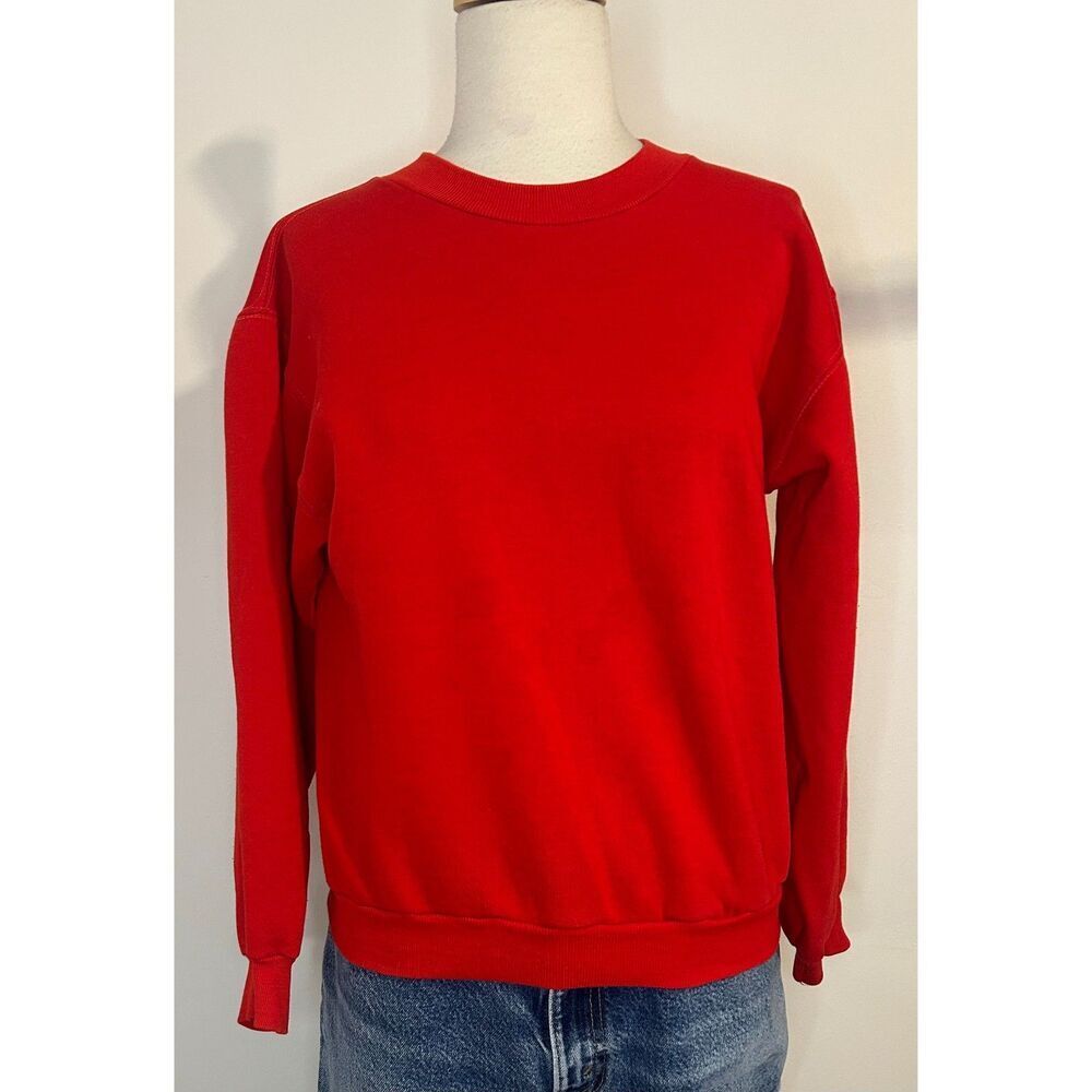 Vintage 70s Russell Athletic Mens S Pullover Sweatshirt Red Blank Skater Small